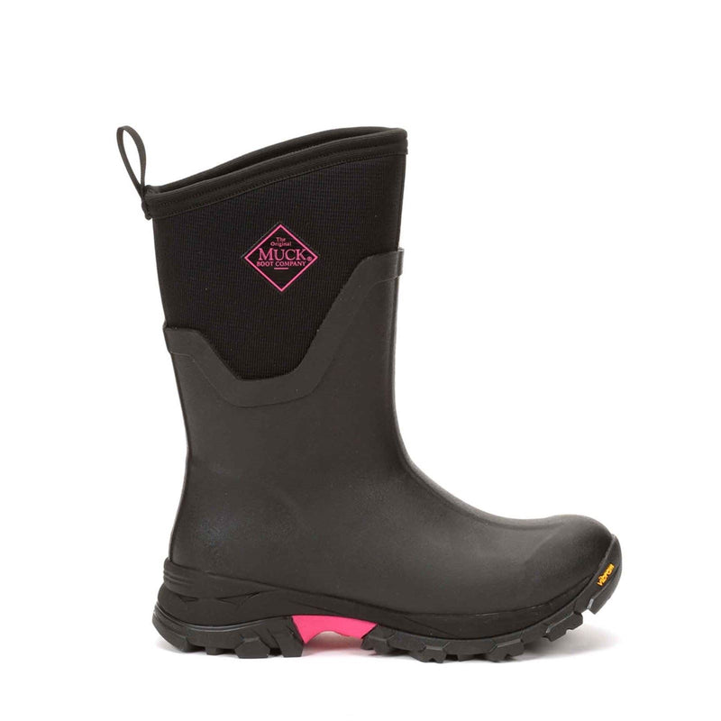 Muck Boots Arctic Ice Mid AGAT Bottes En Caoutchouc Noir/Rose Vif