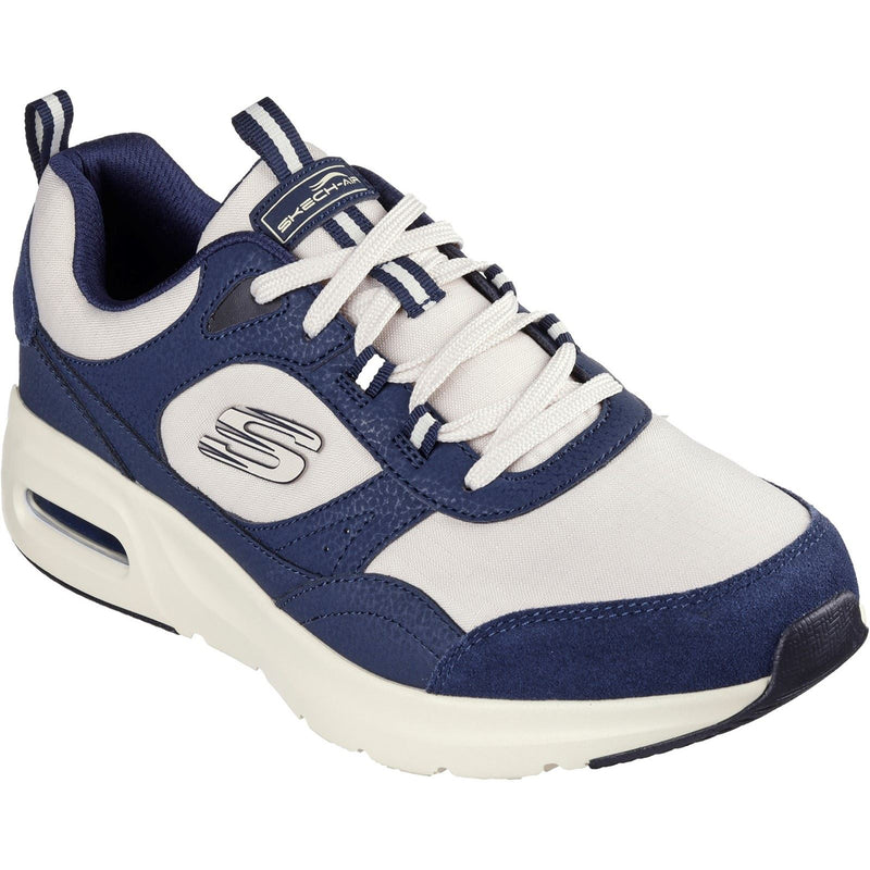 Skechers Skech-Air Court - Yatton Baskets En Cuir Pour Hommes Bleu Marine/Naturel