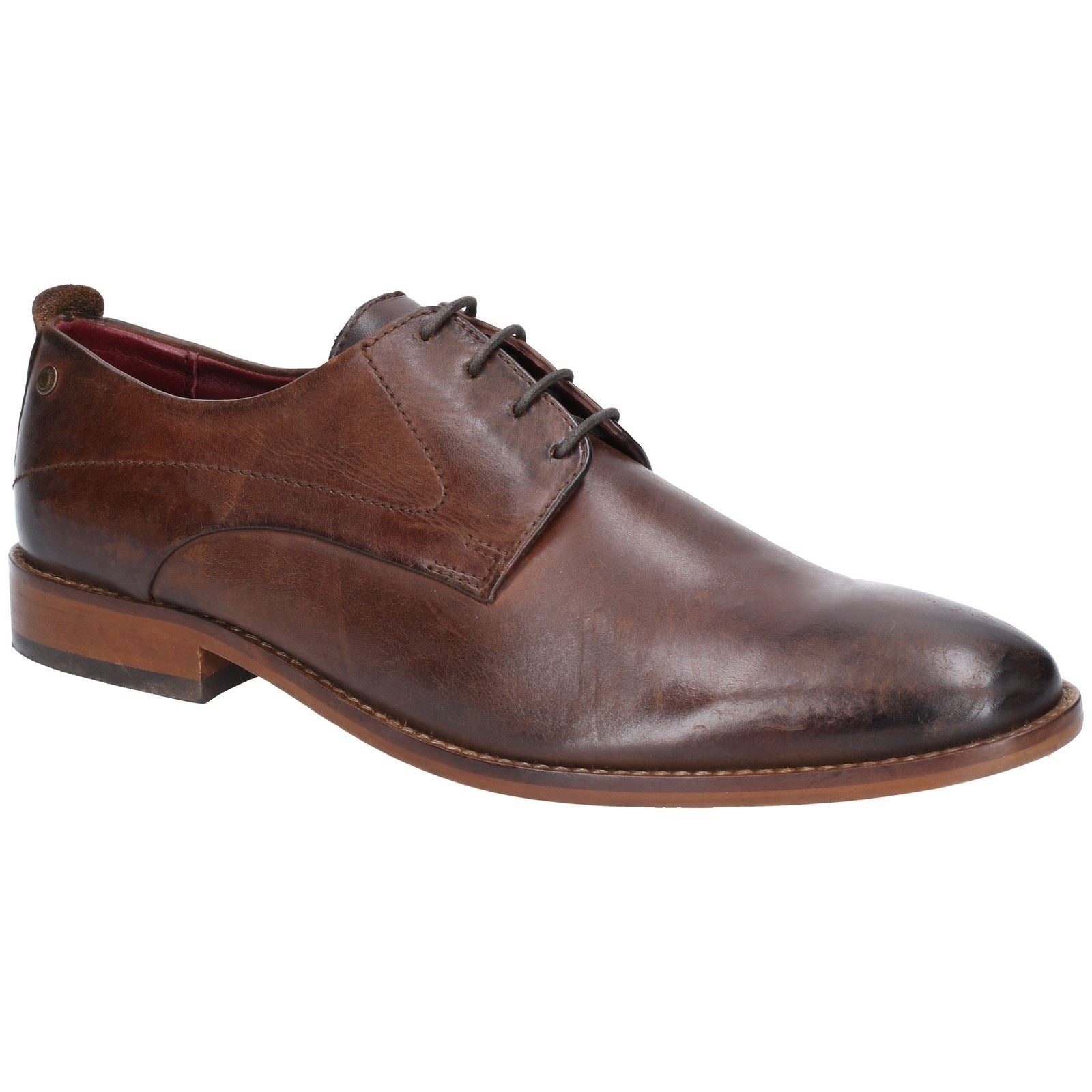 Base London Script Washed Chaussures Oxford Marron En Cuir Pour Hommes