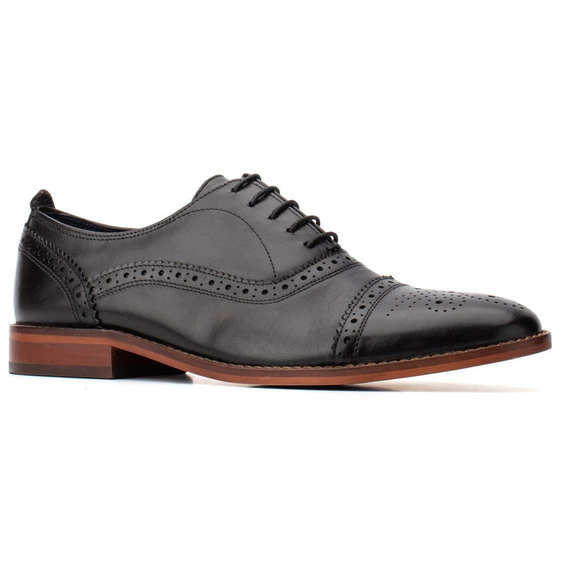 Base London Cast Waxy Chaussures Richelieu Pour Hommes En Cuir Noir