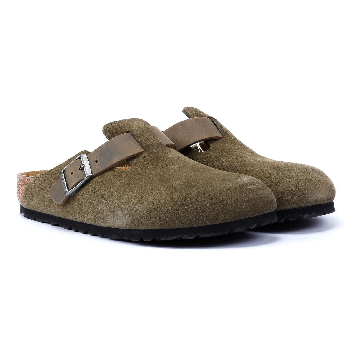 Birkenstock Boston Suede Clogs Verts