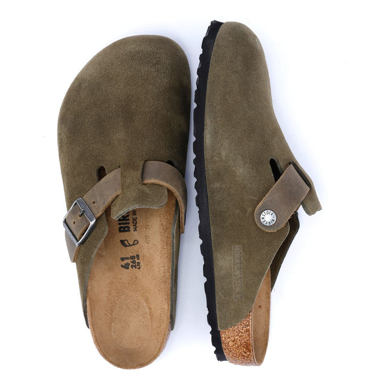 Birkenstock Boston Suede Clogs Verts