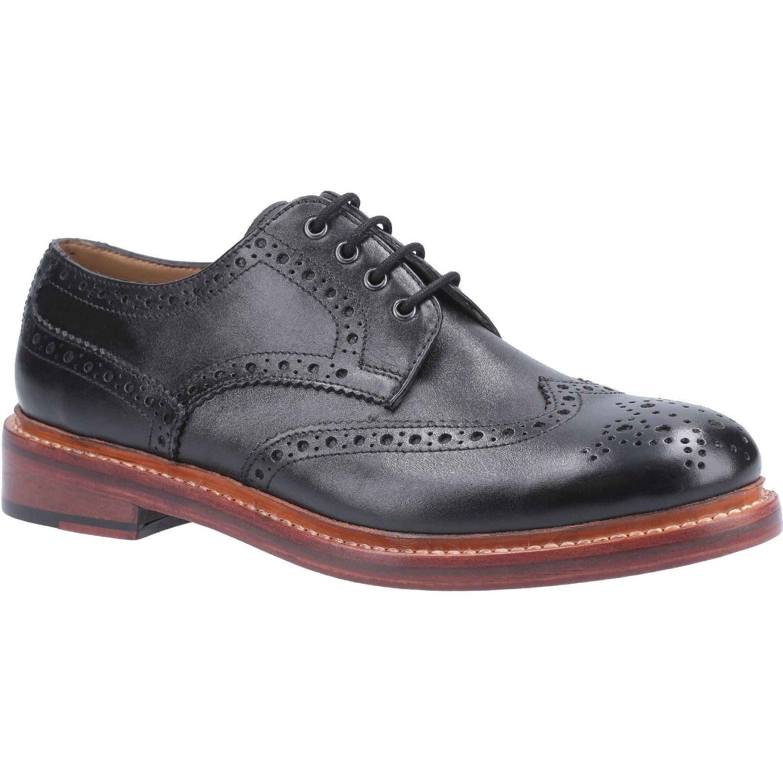 Cotswold Quenington Chaussures En Cuir Noir À Lacets Pour Hommes