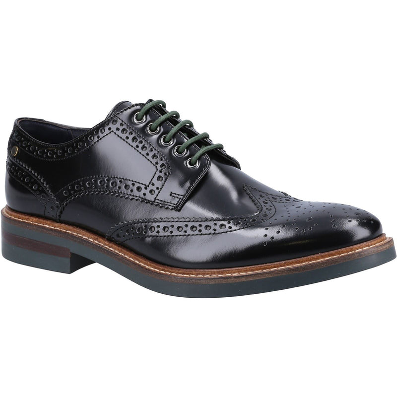 Base London Woburn Chaussures Richelieu Pour Hommes En Cuir Noir