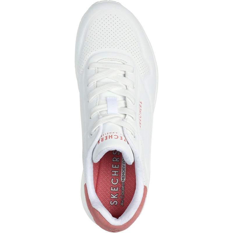 Skechers Uno Pop Back Baskets Synthétiques Blanches/Corail Pour Femmes