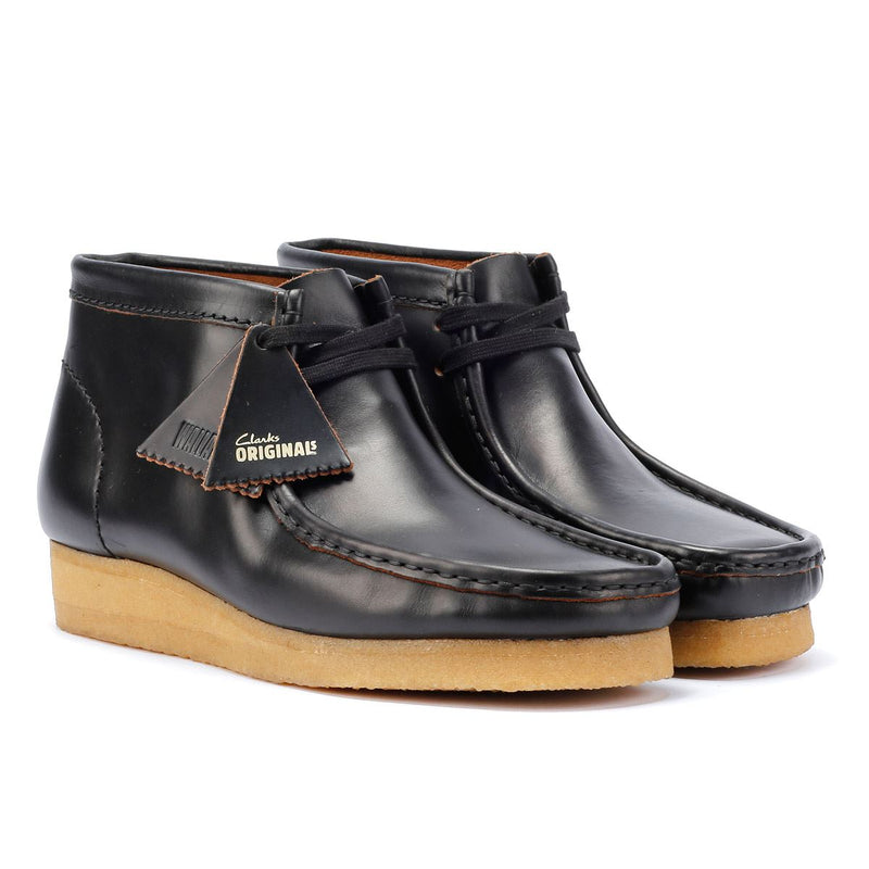 Clarks Originals Wallabee Bottes Noires En Cuir Pour Hommes