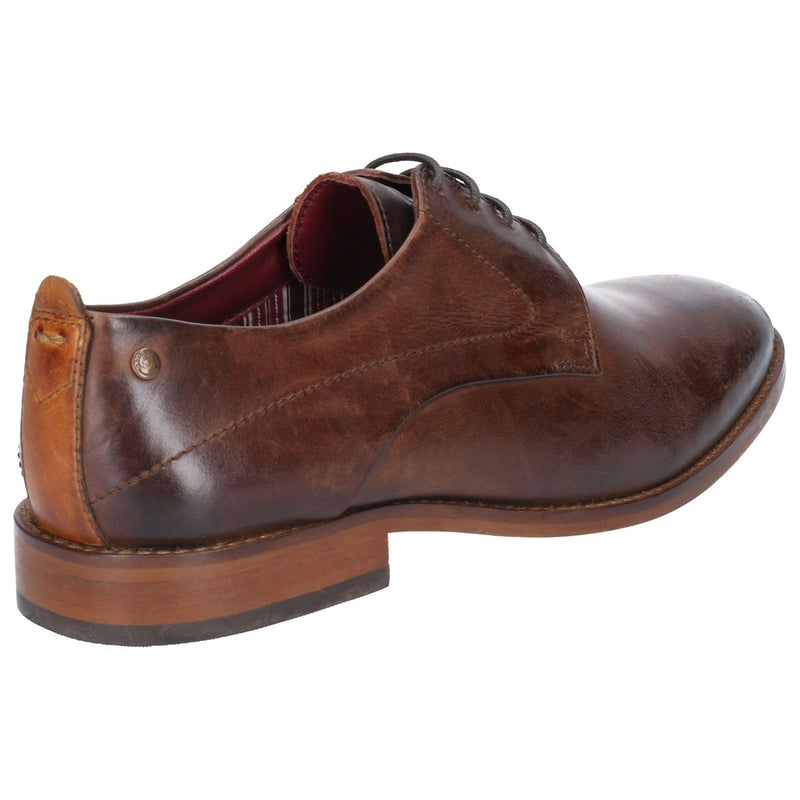 Base London Script Washed Chaussures Oxford Marron En Cuir Pour Hommes