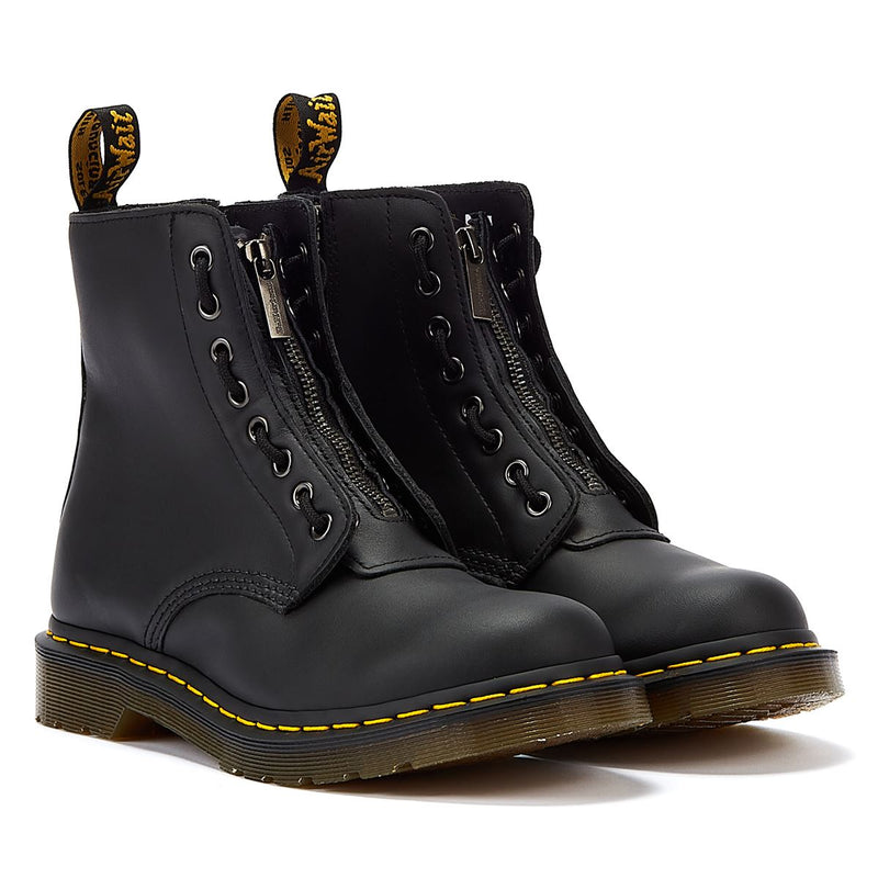 Dr. Martens 1460 Bottes Noires à Fermeture Éclair Avant Pascal