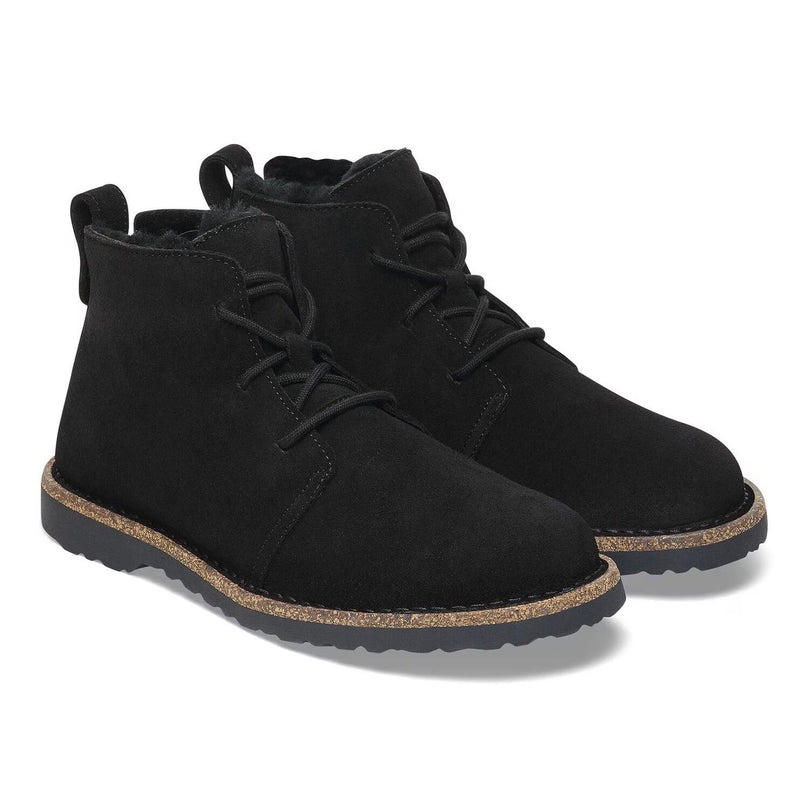 Birkenstock Uppsala Mid Shearling Bottes En Daim Noir Pour Femmes