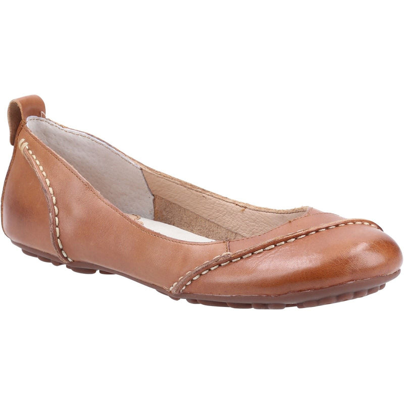 Hush Puppies Janessa Ballérines Plates En Cuir Pour Femmes De Couleur Beige.