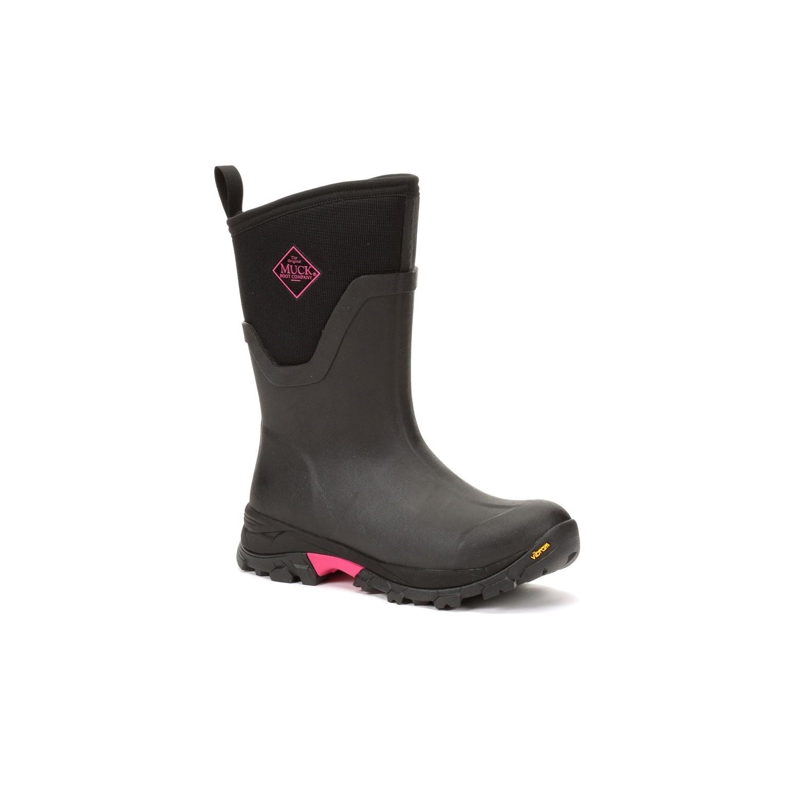 Muck Boots Arctic Ice Mid AGAT Bottes En Caoutchouc Noir/Rose Vif