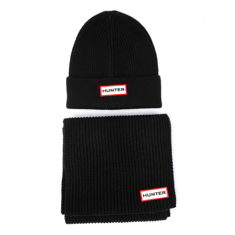 Hunter Jura Beanie Hat/Scarf Boxset Acrylique Noir.