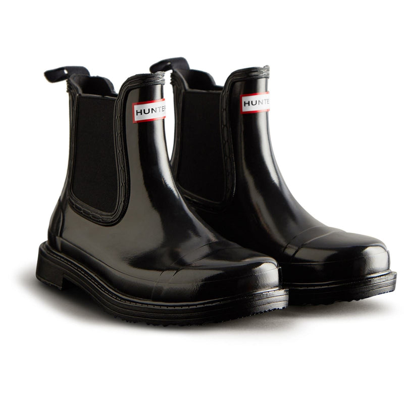 Hunter Commando Gloss Bottes En Caoutchouc Pour Femmes, Noires