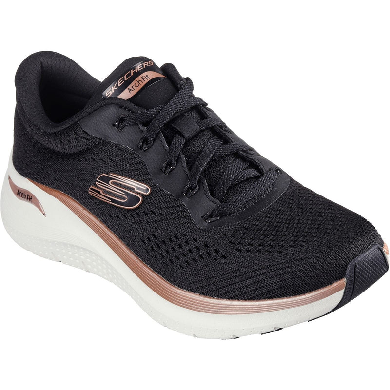 Skechers Arch Fit 2.0 Glow The Distance Sneakers Pour Femmes En Textile Noir/Or Rose