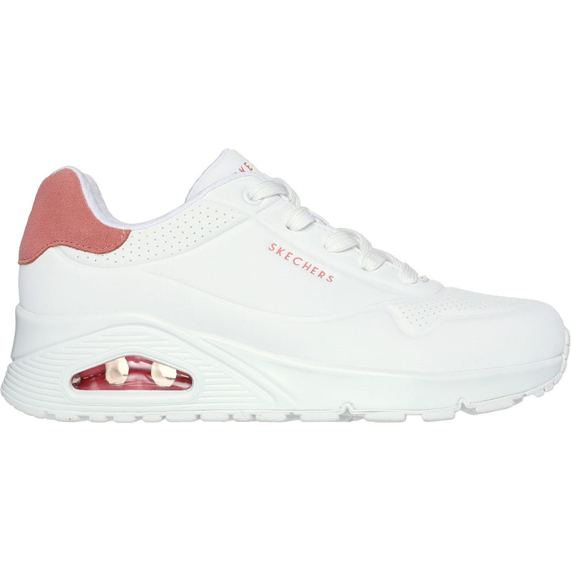 Skechers Uno Pop Back Baskets Synthétiques Blanches/Corail Pour Femmes