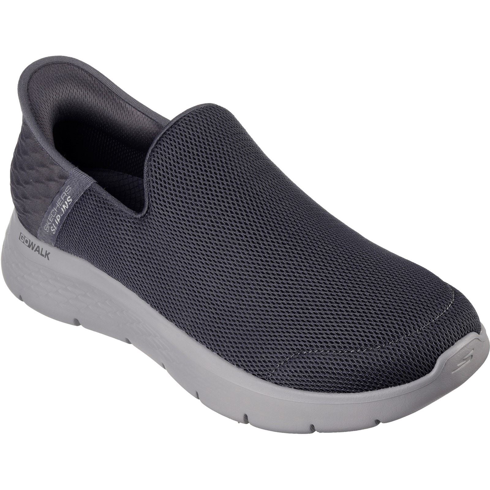 Skechers Go Walk Flex No Hands Baskets Homme En Polyester Gris Foncé