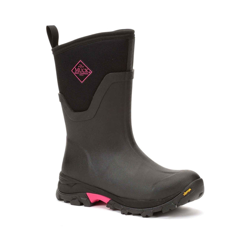 Muck Boots Arctic Ice Mid AGAT Bottes En Caoutchouc Noir/Rose Vif